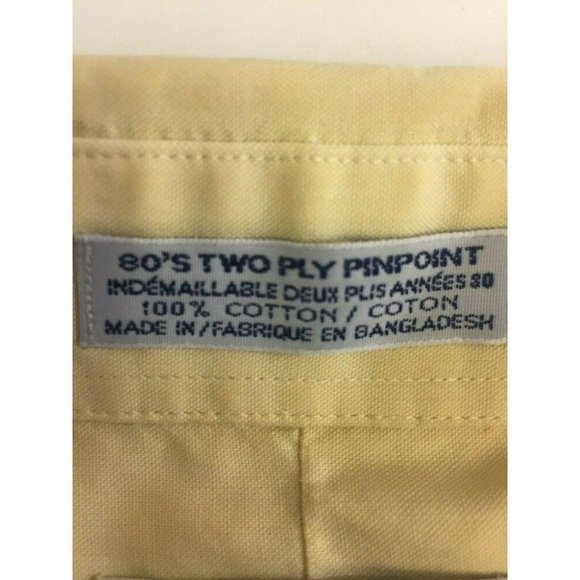IZOD Mens Casual Button Shirt Yellow Size 17 34/35 XL L/S Cotton Easy Care - Picture 6 of 12